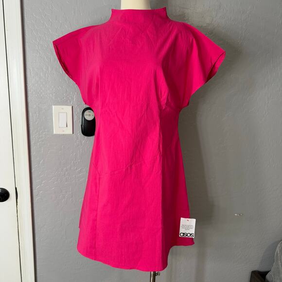 ASOS DESIGN Curve bengaline mini dress with slit in hot pink, 14, 142973837 - Picture 1 of 6
